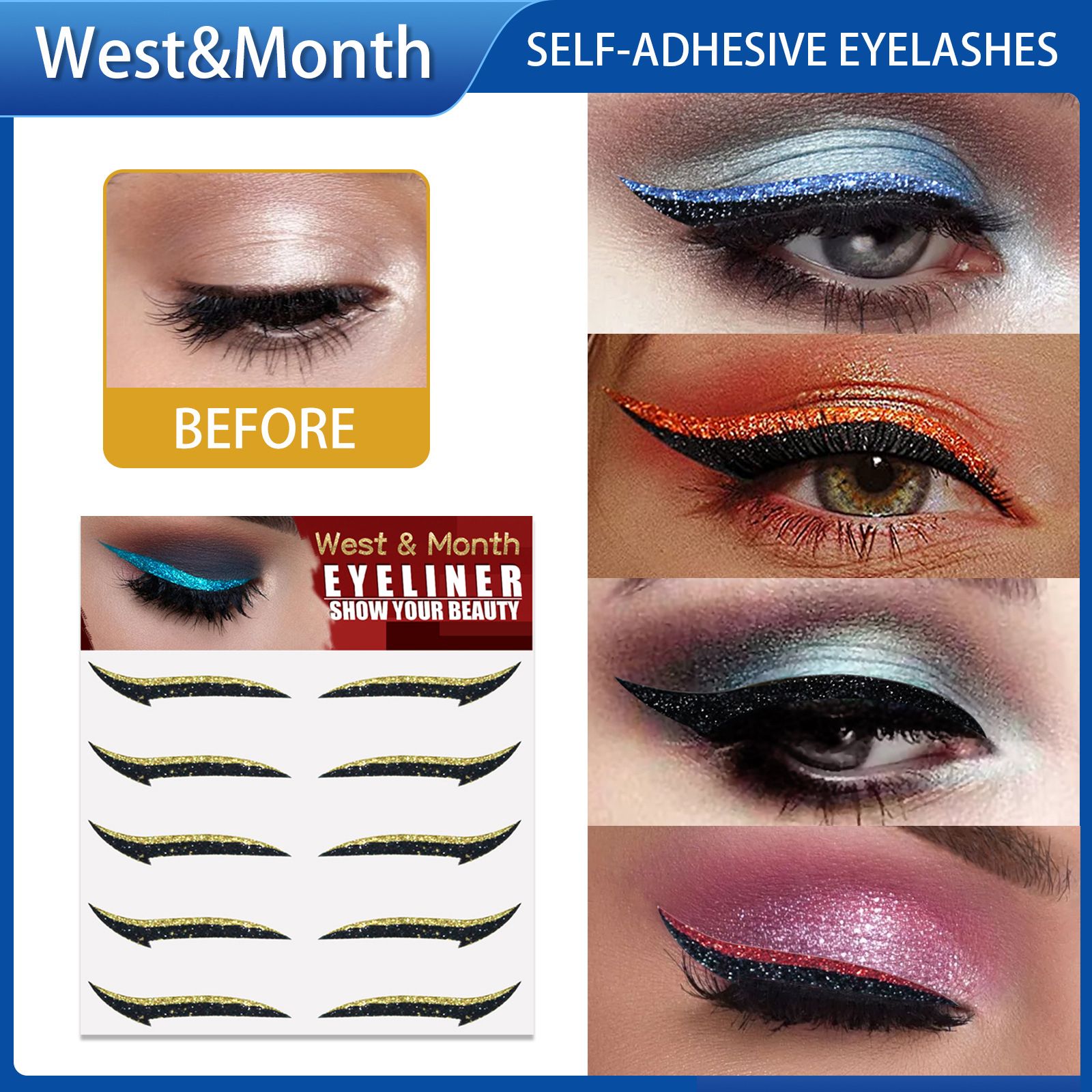 West&Month Colorful Eyeliner Stickers