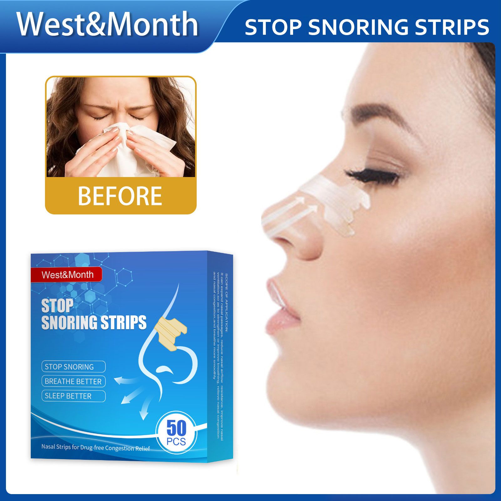 West&Month Stop Snoring Strips