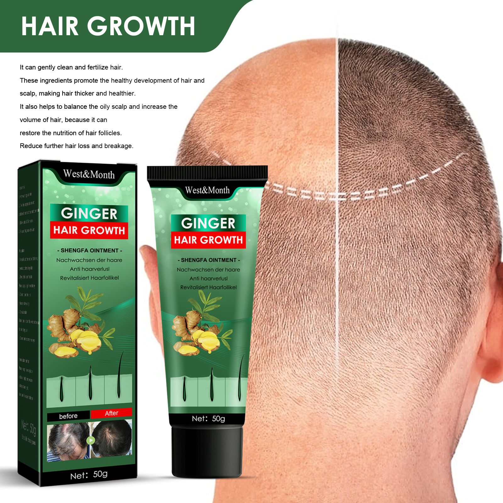 West&Month Ginger Hair Growth Cream Hair