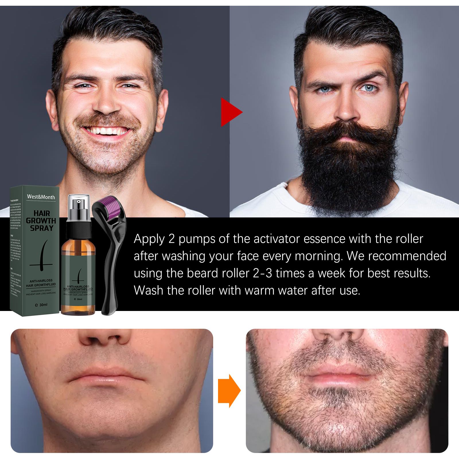 Product Name: West&Month Beard Growth Suit Essence Spray 3